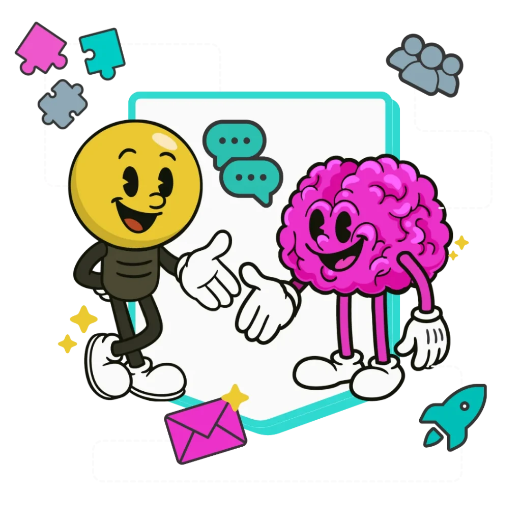 Bob the Light Bulb and brian the brain shaking hands